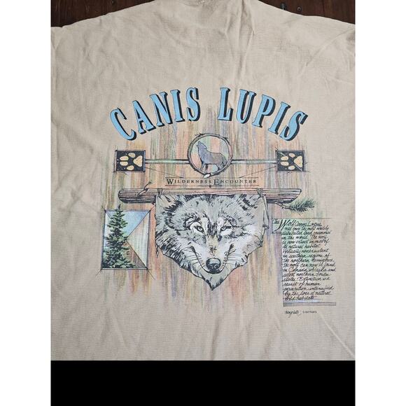 VINTAGE 90'S SINGLE STITCH WOLF/NATURE T‎ SHIRT XL - Picture 1 of 8